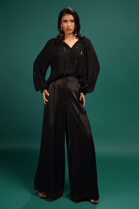 Style Junkiie Ebony Sequin Work Blouse 