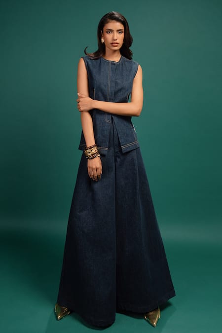 Style Junkiie Midnight Petal Denim Waistcoat 