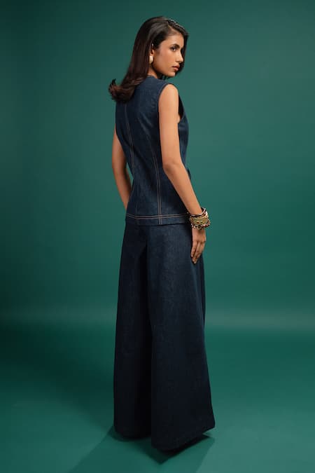 Style Junkiie Midnight Petal Denim Waistcoat 