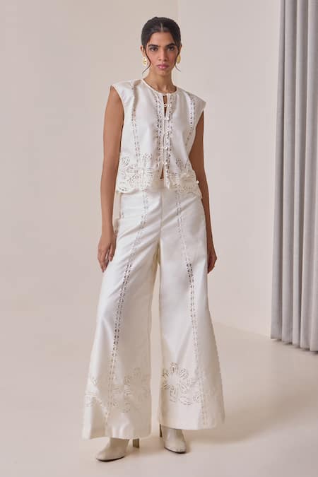 Needleten Laser Cutwork Button Closure Jacket 