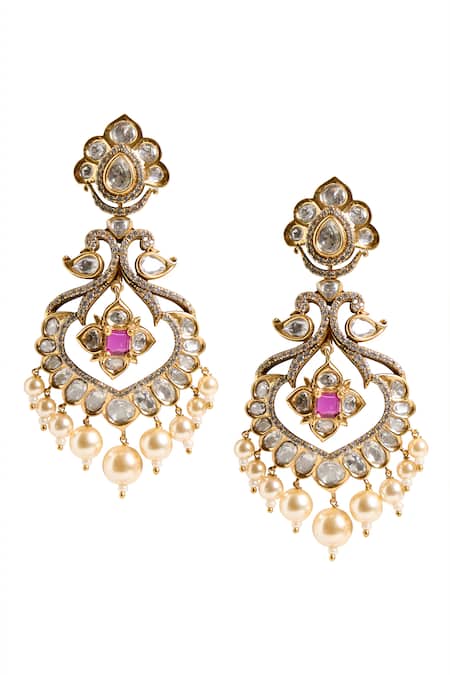 Nazaakat By Samara Singh Embellished Stone Dangler Earrings 