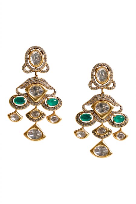 Nazaakat By Samara Singh Stone Dangling Drop Earrings 