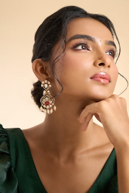 Nazaakat By Samara Singh Embellished Floral Earrings 