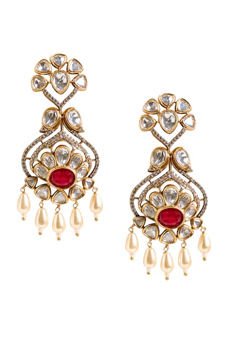 Nazaakat By Samara Singh Embellished Floral Earrings 