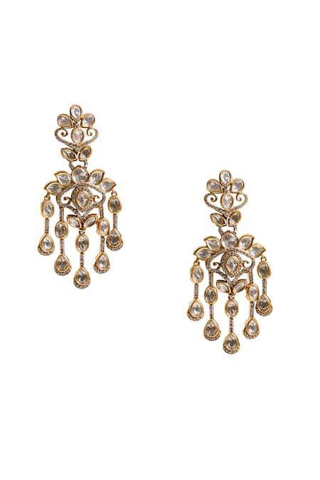 Nazaakat By Samara Singh Stone Tassel Drop Earrings 
