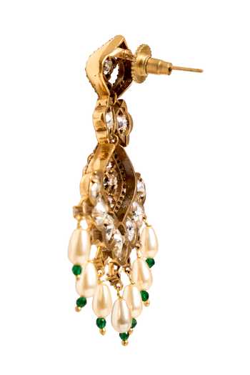 Nazaakat By Samara Singh_Gold Plated Beads, Stones, Pearls Drop Earrings _Online_at_Aza_Fashions