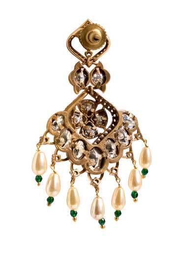 Shop_Nazaakat By Samara Singh_Gold Plated Beads, Stones, Pearls Drop Earrings _Online_at_Aza_Fashions