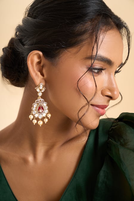 Nazaakat By Samara Singh Bead Drop Embellished Earrings 