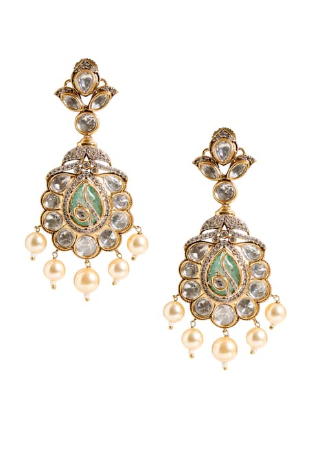 Nazaakat By Samara Singh Bead Embellished Drop Earrings 