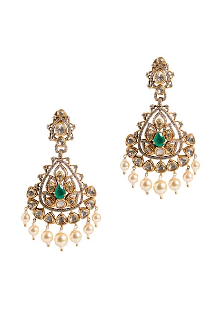 Nazaakat By Samara Singh Stone Embellished Dangler Earrings 