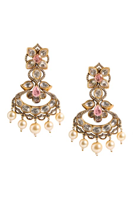 Nazaakat By Samara Singh Dangling Stone Embellished Earrings 