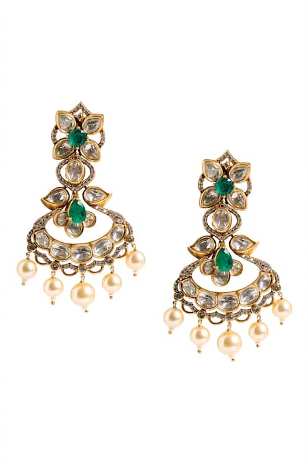 Nazaakat By Samara Singh Embellished Dangling Stone Earrings 