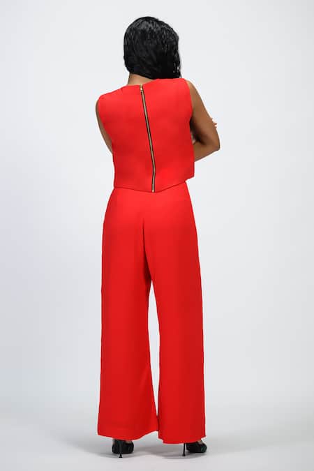 The Dramebaaz CO Ruby Sequin Embroidered Top & Pant Set