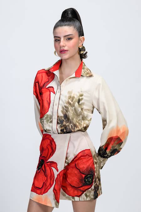 The Dramebaaz CO Petal Poise Floral Patchwork Wrap Skirt