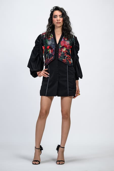 The Dramebaaz CO Prisma Dress With Floral Print Waistcoat 