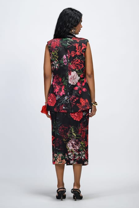The Dramebaaz CO Chromaflux Floral Print Blazer & Skirt Co-ord Set 