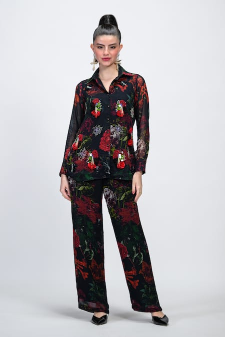 The Dramebaaz CO Rosabelle Embroidered Shirt & Pant Set