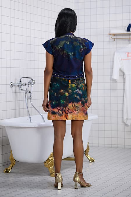 The Dramebaaz CO Indiglam Canvas of Cosmic Hues Dress 