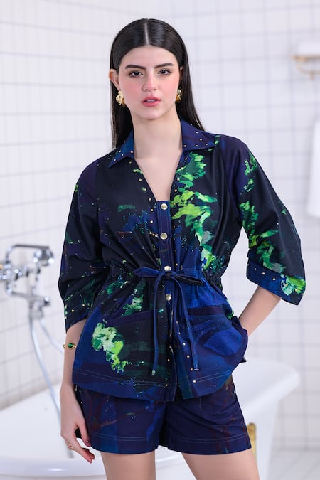 The Dramebaaz CO Astral Noir Shirt & Shorts Co-ord Set