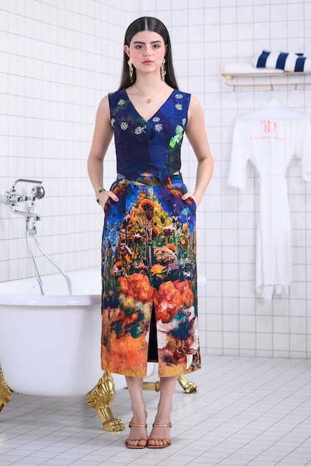 The Dramebaaz CO Oasis Sequinned Waistcoat & Skirt Set 