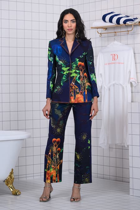 The Dramebaaz CO Enchanted Floral Bunch Patchwork Blazer Pant Set