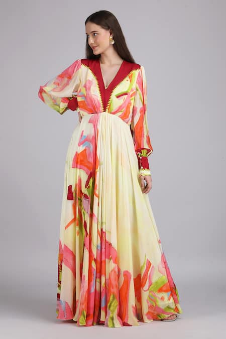 Mandira Wirk Linear Lime Summer Placement Dress 