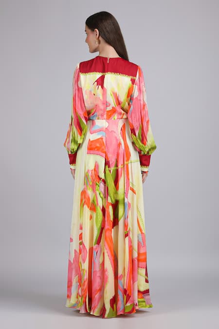 Mandira Wirk Linear Lime Summer Placement Dress 