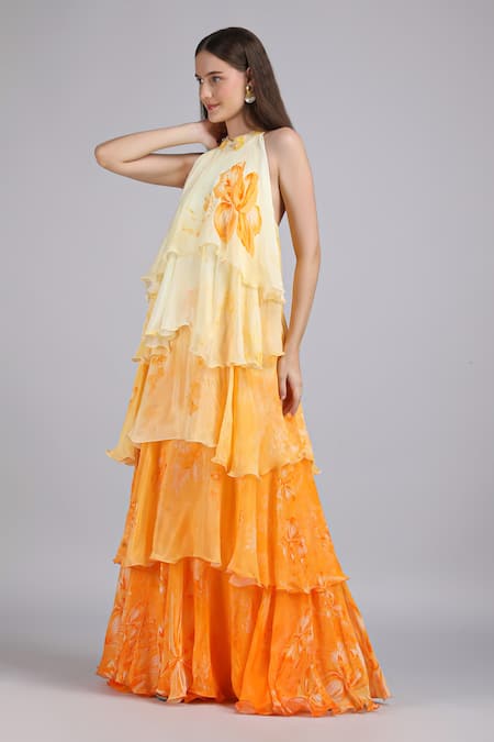 Mandira Wirk Ombre Herbs Flora Haze Layered Dress 