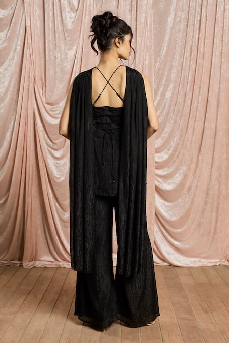 SAANJH BY LEA Siyah Noor Black Mirror-Work Sharara Set_vtvs509oxpbete 