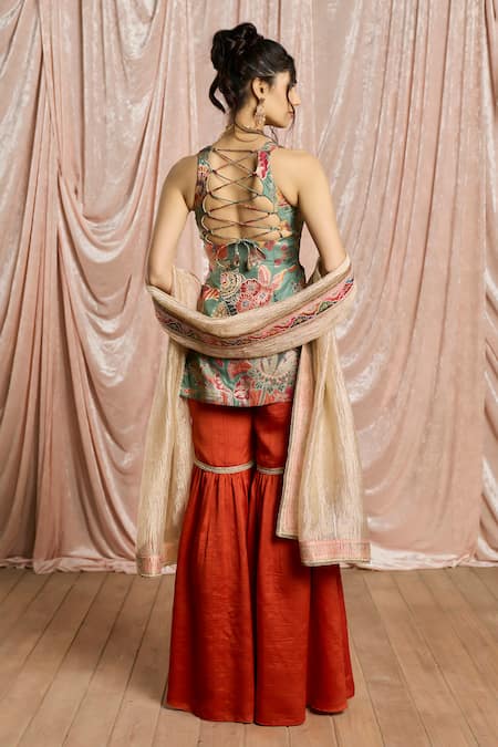 SAANJH BY LEA Rangriti Floral Embellished Sharara Set_bjj14svbds3f9l 