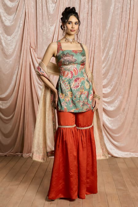 SAANJH BY LEA Rangriti Floral Embellished Sharara Set_bjj14svbds3f9l 