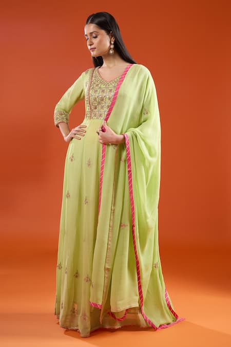 Samyukta Singhania Hand Embroidered Anarklai With Dupatta
