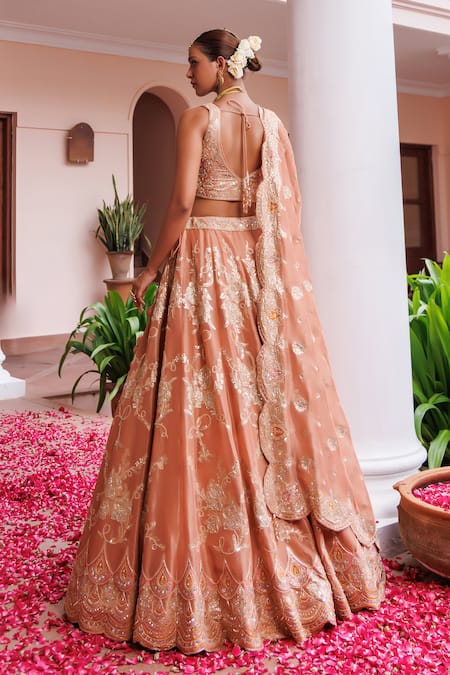 Meenagurnam Floral Pattern Tissue Lehenga Set 