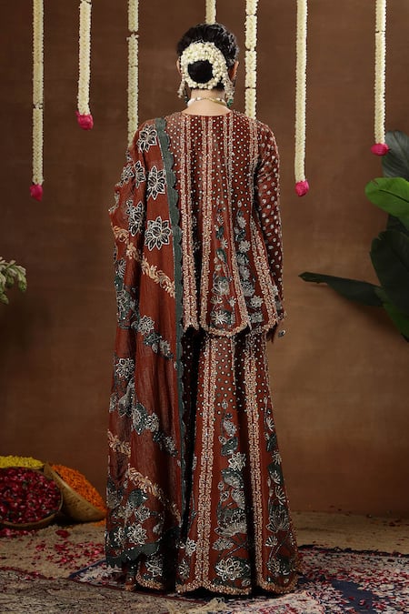 Miku Kumar Tira Printed Peplum Kurta Sharara Set 