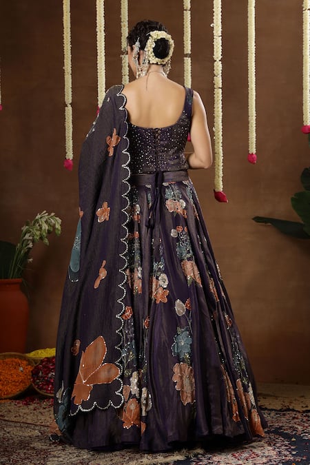 Miku Kumar Lilya Floral Embroidered Lehenga Set 