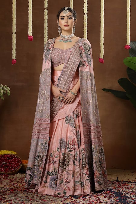 Miku Kumar Nerina Embroidered Cape Lehenga Set 