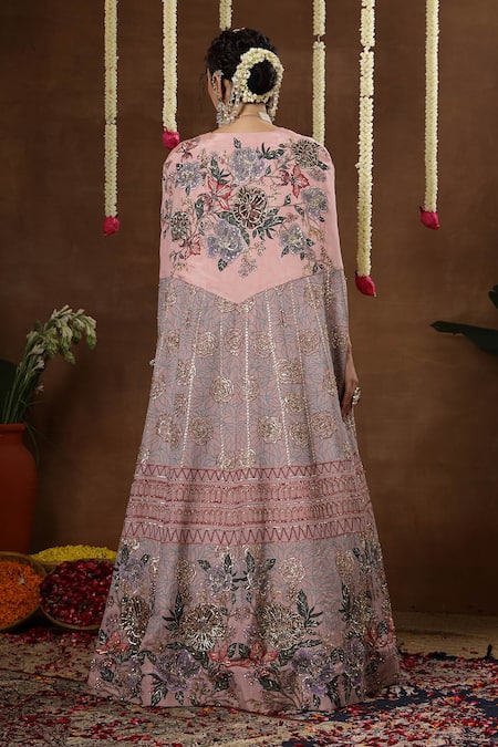 Miku Kumar Nerina Embroidered Cape Lehenga Set 