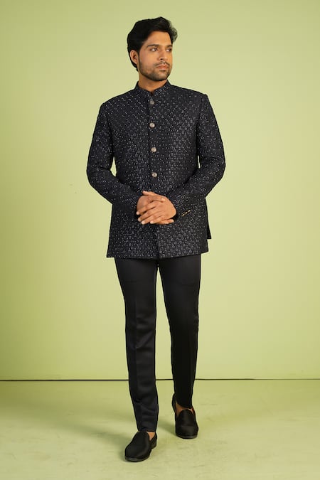 Millionaire French Knot Salli Work Jodhpuri & Trouser Set 