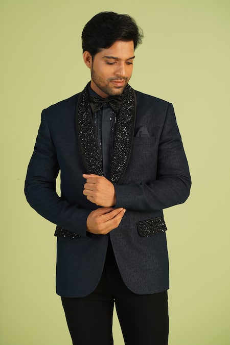 Millionaire Blue Stones, Beads Work Suit And Trouser Set Online at Aza Fashions Millionaire_Blue Stones, Beads Work Suit And Trouser Set _Online_at_Aza_Fashions