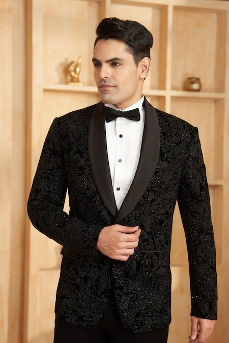 Buy Millionaire Black Velvet Embroidery, Stones French Knot Work Suit Set Online at Aza Fashions Buy_Millionaire_Black Velvet Embroidery, Stones French Knot Work Suit Set _Online_at_Aza_Fashions