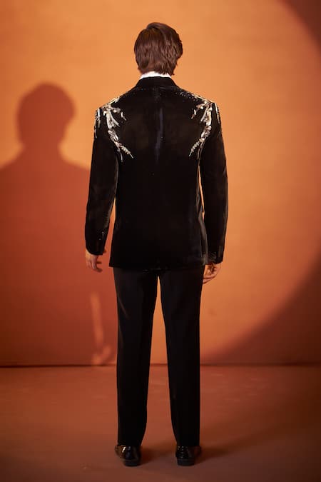 Millionaire Velvet Embroidered Tuxedo Suit & Trouser Set