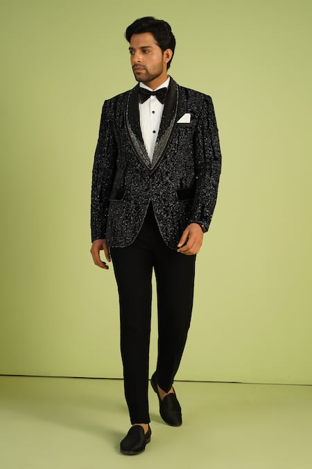Millionaire Pearl Work Velvet Suit & Trouser Set