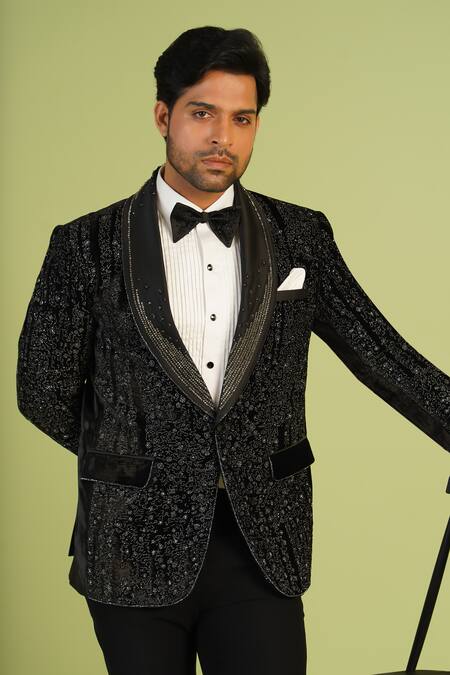 Buy Millionaire Black Velvet Pearls, Embroidery Work Suit And Trouser Set Online at Aza Fashions Buy_Millionaire_Black Velvet Pearls, Embroidery Work Suit And Trouser Set _Online_at_Aza_Fashions