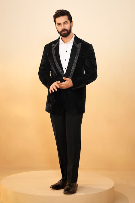 Millionaire Velvet Zari Embroidered Suit & Trouser Set