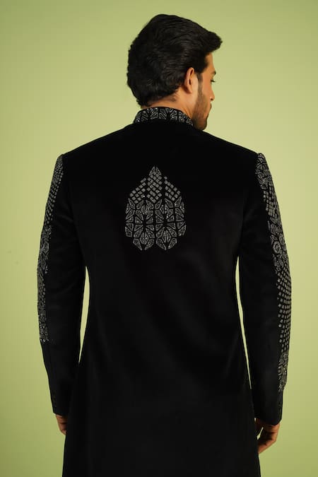 Millionaire Suede Embroidered Sherwani Set 