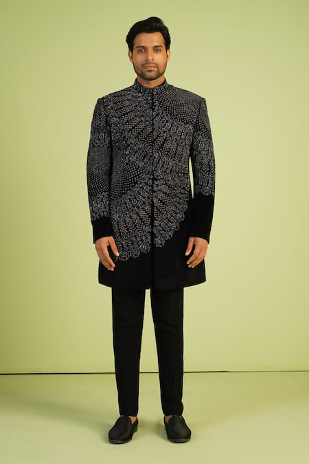 Millionaire Suede Embroidered Sherwani Set 