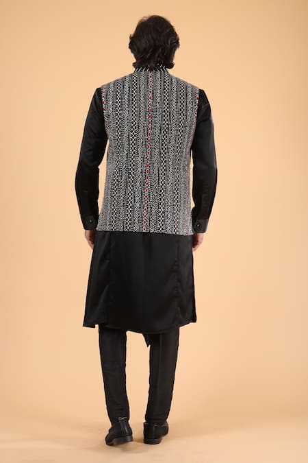 Millionaire Thread Work Bundi Kurta Set 