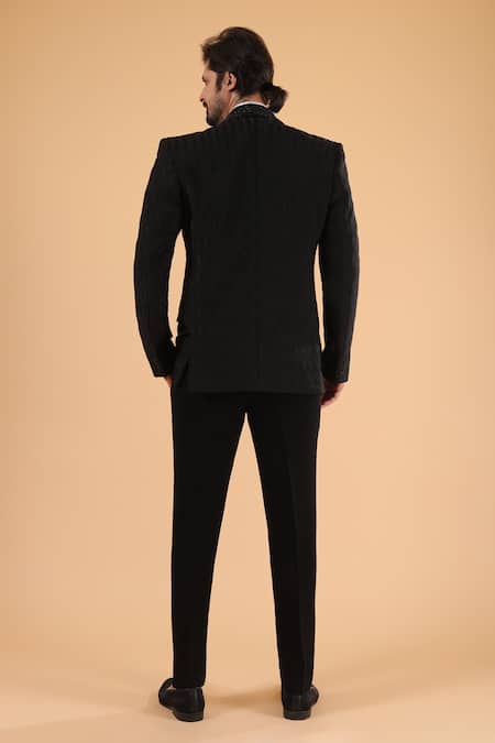 Millionaire Embroidered Lapel Collar Suit Set 