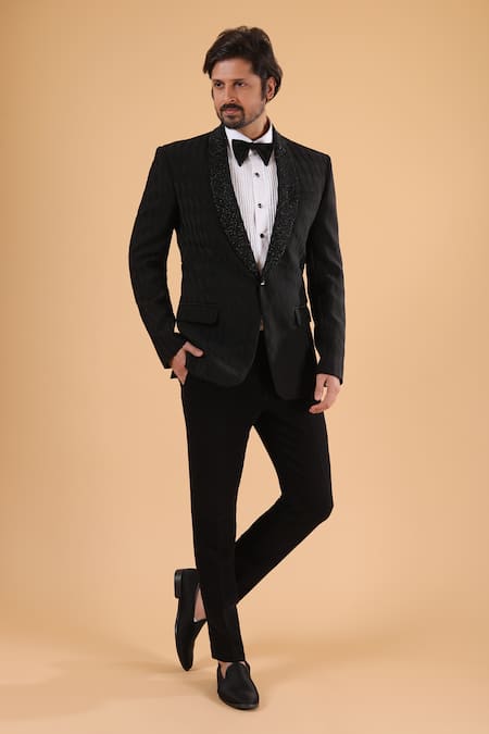 Millionaire Embroidered Lapel Collar Suit Set 