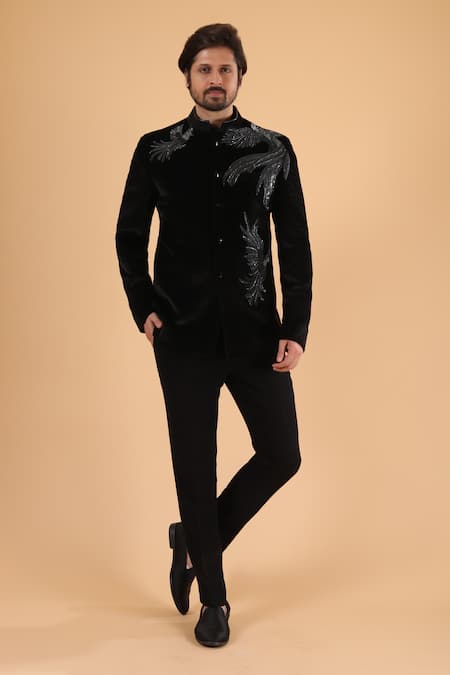 Millionaire Kasab Cutdana Pita Work Bandhgala Set 